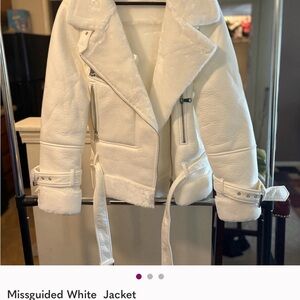 Missguided Plus White Leather Jacket